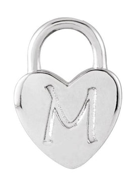 14K Yellow Gold Engravable Heart Lock Pendant