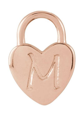 14K Yellow Gold Engravable Heart Lock Pendant