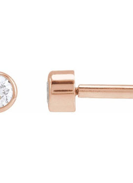 14K Rose Gold .02 CT Natural Diamond Earring