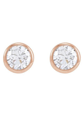 14K Rose Gold .02 CT Natural Diamond Earring