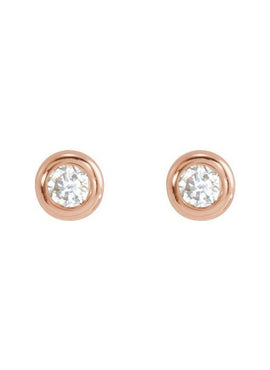 14K Rose Gold .02 CT Natural Diamond Earring