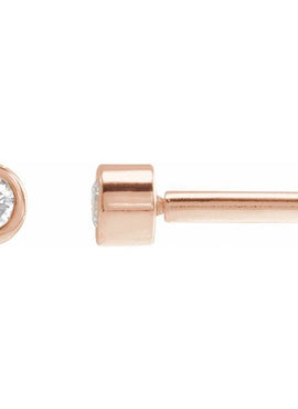 14K Rose Gold .02 CT Natural Diamond Earring
