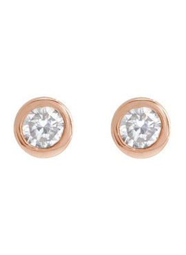 14K Rose Gold .02 CT Natural Diamond Earring