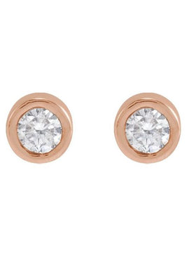 14K Rose Gold .02 CT Natural Diamond Earring