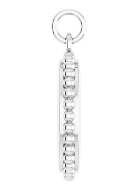 14K White Gold Engravable Beaded Disc Charm/Pendant