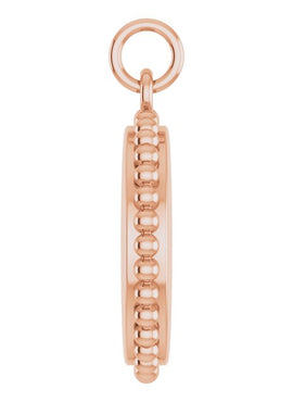 14K White Gold Engravable Beaded Disc Charm/Pendant