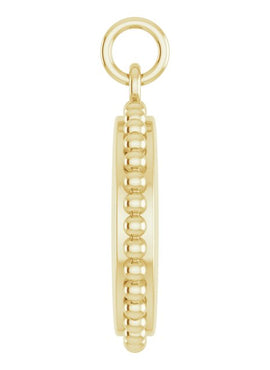14K White Gold Engravable Beaded Disc Charm/Pendant