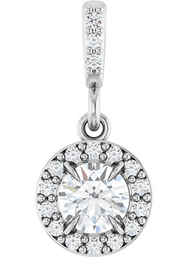 14K White Gold 9/10 CTW Natural Diamond Halo-Style Pendant