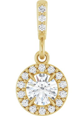 14K White Gold 9/10 CTW Natural Diamond Halo-Style Pendant