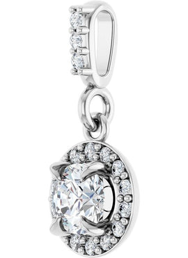 14K White Gold 9/10 CTW Natural Diamond Halo-Style Pendant