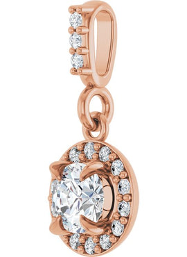 14K White Gold 9/10 CTW Natural Diamond Halo-Style Pendant