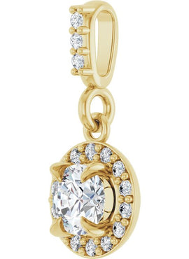 14K White Gold 9/10 CTW Natural Diamond Halo-Style Pendant