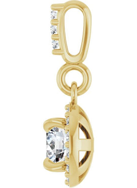 14K White Gold 9/10 CTW Natural Diamond Halo-Style Pendant