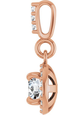 14K White Gold 9/10 CTW Natural Diamond Halo-Style Pendant