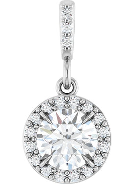 14K White Gold 9/10 CTW Natural Diamond Halo-Style Pendant