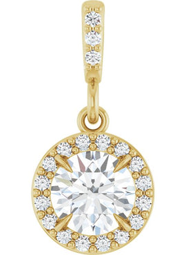14K White Gold 9/10 CTW Natural Diamond Halo-Style Pendant