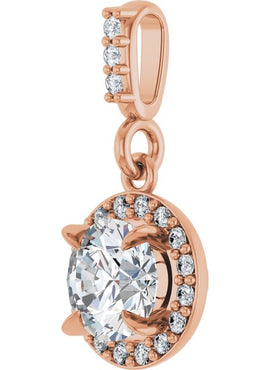14K White Gold 9/10 CTW Natural Diamond Halo-Style Pendant