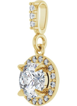 14K White Gold 9/10 CTW Natural Diamond Halo-Style Pendant
