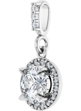 14K White Gold 9/10 CTW Natural Diamond Halo-Style Pendant