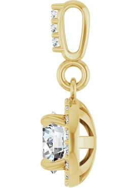 14K White Gold 9/10 CTW Natural Diamond Halo-Style Pendant