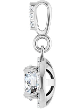 14K White Gold 9/10 CTW Natural Diamond Halo-Style Pendant
