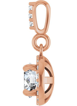 14K White Gold 9/10 CTW Natural Diamond Halo-Style Pendant