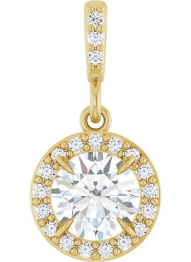 14K White Gold 9/10 CTW Natural Diamond Halo-Style Pendant