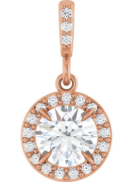 14K White Gold 9/10 CTW Natural Diamond Halo-Style Pendant
