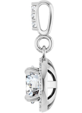 14K White Gold 9/10 CTW Natural Diamond Halo-Style Pendant