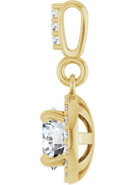 14K White Gold 9/10 CTW Natural Diamond Halo-Style Pendant