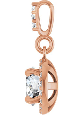 14K White Gold 9/10 CTW Natural Diamond Halo-Style Pendant
