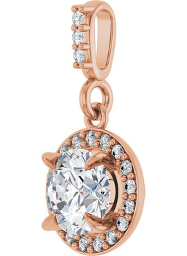 14K White Gold 9/10 CTW Natural Diamond Halo-Style Pendant
