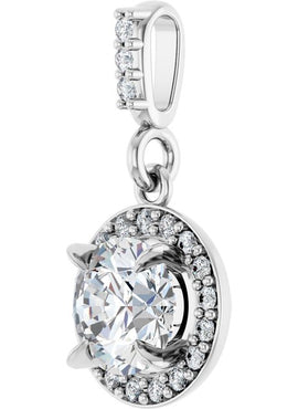 14K White Gold 9/10 CTW Natural Diamond Halo-Style Pendant