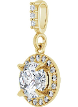 14K White Gold 9/10 CTW Natural Diamond Halo-Style Pendant