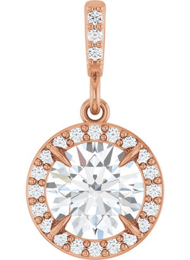 14K White Gold 9/10 CTW Natural Diamond Halo-Style Pendant