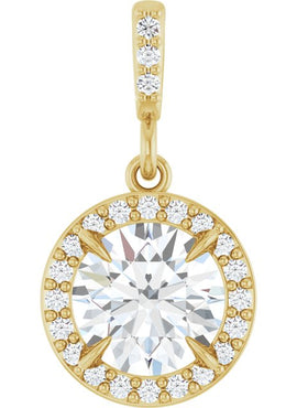 14K White Gold 9/10 CTW Natural Diamond Halo-Style Pendant