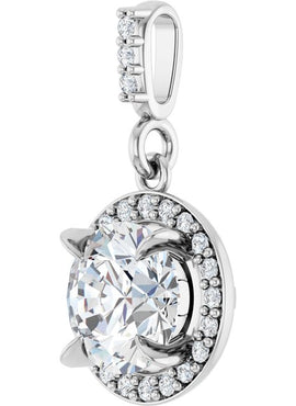 14K White Gold 9/10 CTW Natural Diamond Halo-Style Pendant
