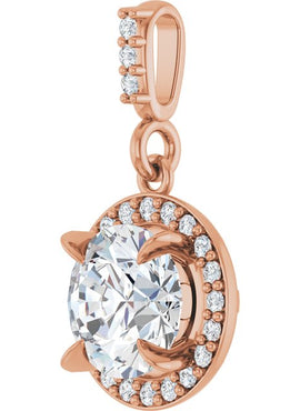 14K White Gold 9/10 CTW Natural Diamond Halo-Style Pendant
