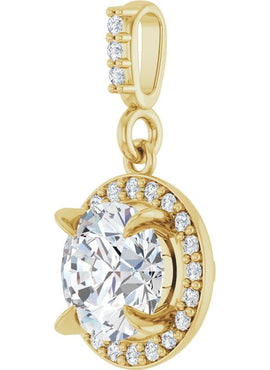 14K White Gold 9/10 CTW Natural Diamond Halo-Style Pendant