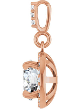 14K White Gold 9/10 CTW Natural Diamond Halo-Style Pendant