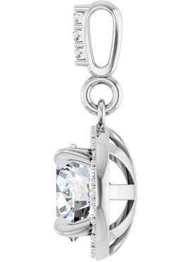 14K White Gold 9/10 CTW Natural Diamond Halo-Style Pendant