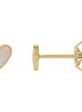 14K Yellow Gold Black Enamel Heart Earrings