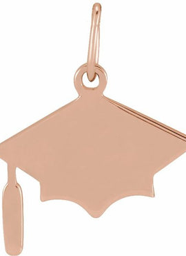 14K Rose Gold Engravable Graduation Cap 16-18