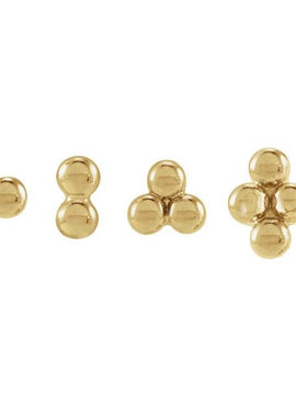 14K White Gold 4 Beads Stud Earrings