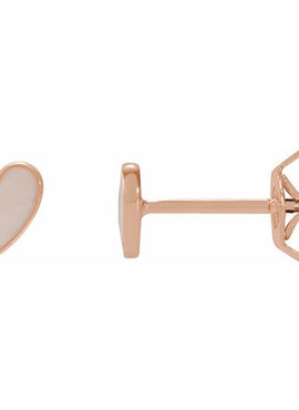 14K Yellow Gold Black Enamel Heart Earrings