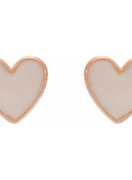 14K Yellow Gold Black Enamel Heart Earrings