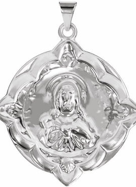 14K Yellow Gold 31x31 mm Sacred Heart Medal