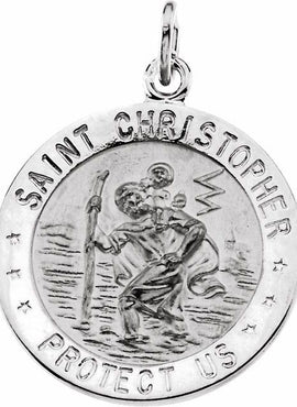 Sterling Silver 15 mm St. Christopher Medal 18” Necklace