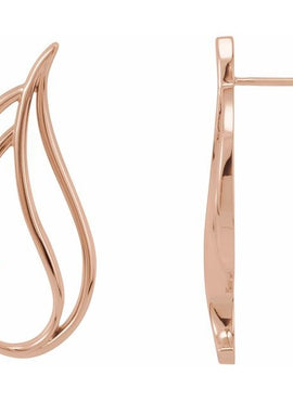 10K Rose Gold & 14K Rose Gold Freeform Earrings