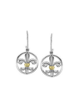 Sterling Silver & 14K Yellow Gold Fleur-de-lis Earrings